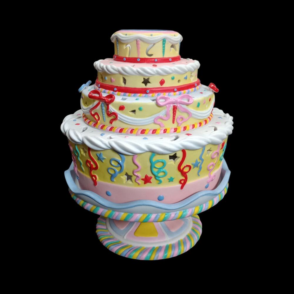 Partylite P7326 Celebration Cake Porcelain Tealight Candle Holder - 2 Piece